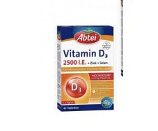 ABTEI Vitamin D3 2500 I.E. Tabletten Titandio 1 упаковка 42st, Витамин D3 2500 + Цинк + Селен, 1 упаковки х 42шт