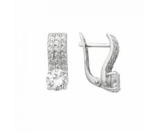 Серьги с фианитом родированные серебро 925* 11-0042