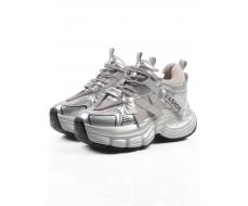 03-18C GREY/SILVER Кроссовки женские (натуральная кожа, искусственная кожа)