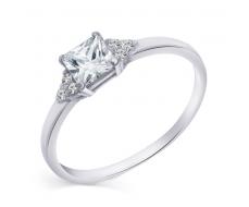 Кольцо с фианитом родированное серебро 925* 10-0006