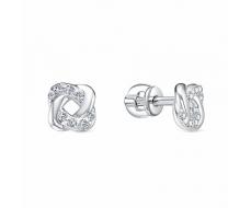 Серьги с фианитом родированные серебро 925* 12-1486