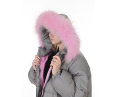 3072 GRAY Пальто зимнее пуховое женское (пух)