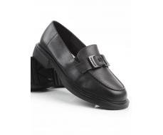 03-DEB57-1 BLACK Лоферы женские (натуральная кожа)