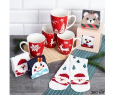 Подарочный набор Кружка 380 мл+ носки / KL-043 / в подарочной упаковке /АКЦИЯ Новогодний