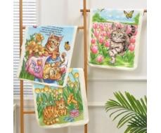 Полотенце из микрофибры "Котики" с атласной каймой 40*60 см.