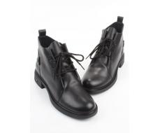01-M43-18 BLACK Ботинки демисезонные женские (натуральная кожа)