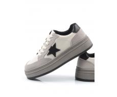 03-YE475-2 BEIGE/GREY Кроссовки женские (натуральная кожа)