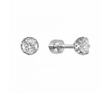 Серьги с фианитом родированные серебро 925*