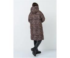 24-801 BROWN/LEOPARD Пальто зимнее женское (200 гр. холлофайбер)