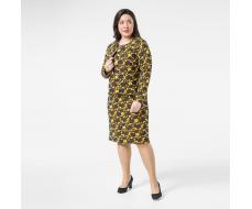 Костюм, трикотаж, жакет, платье, желтый#2021/ 007-088-080/Желтый