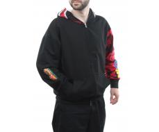 2665 BLACK/RED Толстовка мужская (75% хлопок, 20% полиэстер, 5% спандекс)
