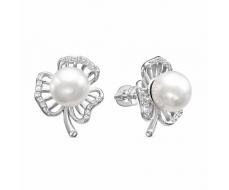 Серьги с иск.жемчугом родированные серебро 925* 12-0737