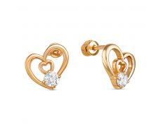 Серьги с фианитом позолоченные серебро 925* 42-0183