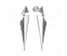 Серьги с фианитом родированные серебро 925* 12-0288.0010
