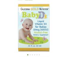 California Gold Nutrition, жидкий витамин D3 для детей, 10 мкг (400 МЕ), 10 мл (0,34 жидк. унции)