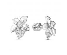 Серьги с фианитом родированные серебро 925* 12-0369