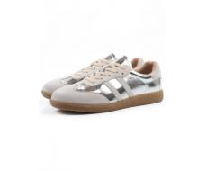 03-270-6C GREY/SILVER Кеды женские (натуральная кожа)