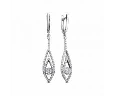 Серьги с фианитом родированные серебро 925* 11-0779