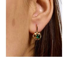 Серьги цветы ювелирная бижутерия коллекция Дубай покрытие позолота вставка фианит цвет изумрудный