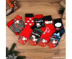 Носки р. 35-40 Новый год / L826 /уп 10/400/1200/ ОДНА ПАРА/ МАРКА