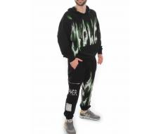 2627/7350 BLACK/GREEN Костюм спортивный мужской (75% хлопок, 20% полиэстер, 5% спандекс)