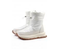 02-WA010-3M LT. BEIGE Сапоги "Дутики" зимние женские (натуральная кожа, курточная ткань, 100% шерсть)