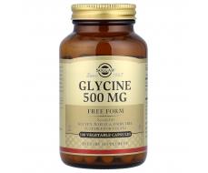 Глицин 500 мг, 100 вегетарианских капсул, без ГМО, без глютена, подходит для веганов