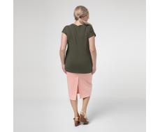 Костюм, трикотаж, туника, юбка, хаки, розовый#1032/007-019-317/Хаки/Розовый