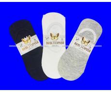 3 ПАРЫ - Виктория следки женские короткие с силиконом