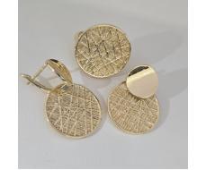 Комплект ювелирной бижутерии Итальянское золото покрытие желтое 14к серьги и кольцо 18 р