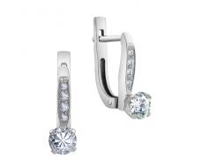 Серьги с фианитом родированные серебро 925* 11-0260