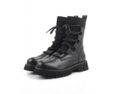 01-XKL21-194R BLACK Ботинки демисезонные женские (натуральная кожа, байка)