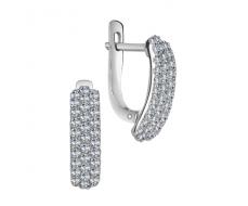 Серьги с фианитом родированные серебро 925* 11-0014