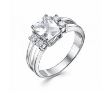 Кольцо с фианитом родированное серебро 925* 10-0167