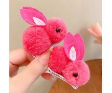 2 шт Women's Hair Accessories Cute Plush Ball Rabbit Alligator Hair Clip Girl's Hair Clip SKU: sc2312115505244201