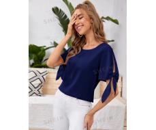 Однотонная блузка с узлом на манжетах от SHEIN Privé АРТИКУЛ: sw2112031877344747