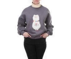 D-5627 Толстовка с высоким горлом (27% хлопок, 70% полиэстер, 3% вискоза) размер оверсайз 46-48-50