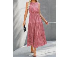 SHEIN LUNE Polka Dot Print Ruffle Hem Dress SKU: sw2302220034606416