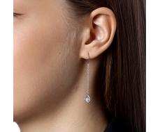 2655 Серьги с фианитом родированные серебро 925*