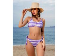 SHEIN Swim Women'S Tie Dye Knot Detail Side Bikini Set SKU: sz2311195056203228