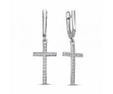 Серьги с фианитом родированные серебро 925* 11-0021