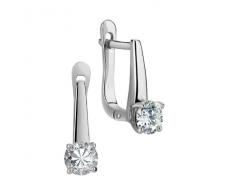 Серьги с фианитом родированные серебро 925* 11-0004