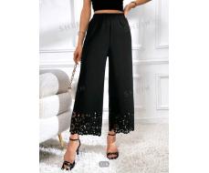 SHEIN Privé Laser Cut Out Wide Leg Trousers