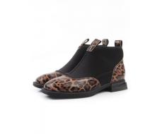 01-B44B-81PC BROWN/LEOPARD Ботинки демисезонные женские (натуральная кожа, текстиль, байка) 