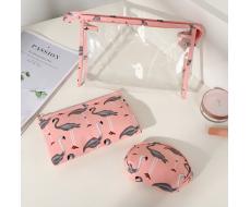 Набор косметичек 3 в 1 "Фламинго".