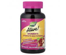 Мультивитамины Alive!® для женщин, 130 таблеток с суперфудами-антиоксидантами и лютеином
