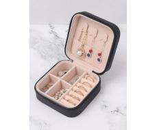1pc Portable Mini Jewelry Storage Box Travel Organizer Jewelry Box Leather Storage Earrings Necklace Ring Jewelry Box SKU: sh2310314594307007