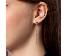 2640 Серьги с фианитом родированные серебро 925*