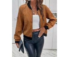 SHEIN LUNE Women's Spring/Fall Casual Color-Block Baseball Collar Jacket