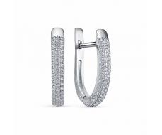 Серьги с фианитом родированные серебро 925* 11-1281